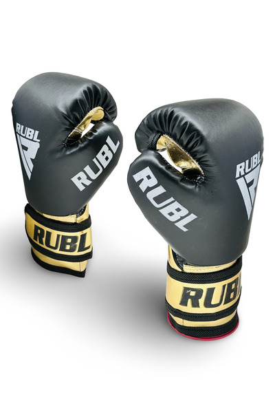 RUBBEL RUBL-055 ÇOCUKLAR İÇİN PROFESYONEL TARZ ALTIN VE SİYAH BOKS ELDİVENLER...