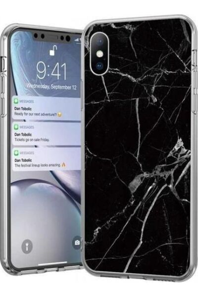 WOZINSKY Husă TPU cu aspect de marmură pentru Samsung Galaxy M31, neagră