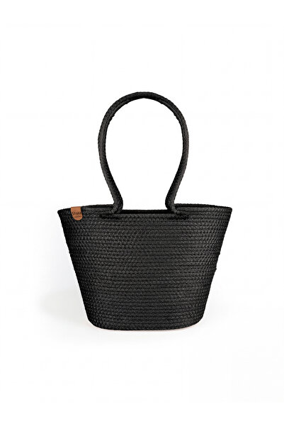 SHAKA Μαύρη Shk314 Χειροποίητη, Ψάθινη, Παραλιακή, Τσάντα Χειρός, Ώμου και Μπ...