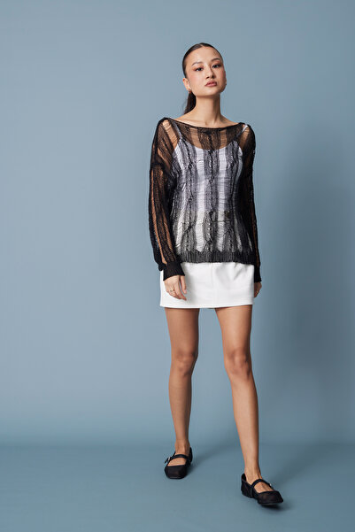 Nisan Πλεκτή μπλούζα με διάτρητο σχέδιο και κοτσίδες