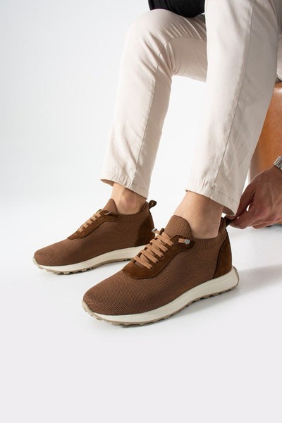 ShoeMaker Men's Tan Lightweight Knitwear Sneaker – Casual Comfort Shoes