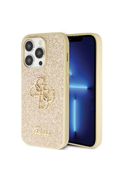 Guess GUHCP14LHG4SGD Husă rigidă Apple iPhone 14 Pro cu sclipici Script Big 4...