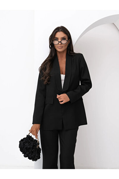 UniqueStore.ro Κομψό μαύρο κοστούμι που αποτελείται από ένα σακάκι με κορδόνι...
