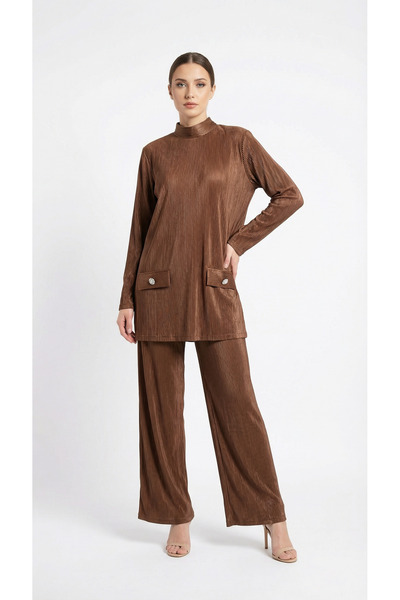 Şeker Portakalım Καφέ Σετ Διπλό Κοστούμι με Κορδόνια