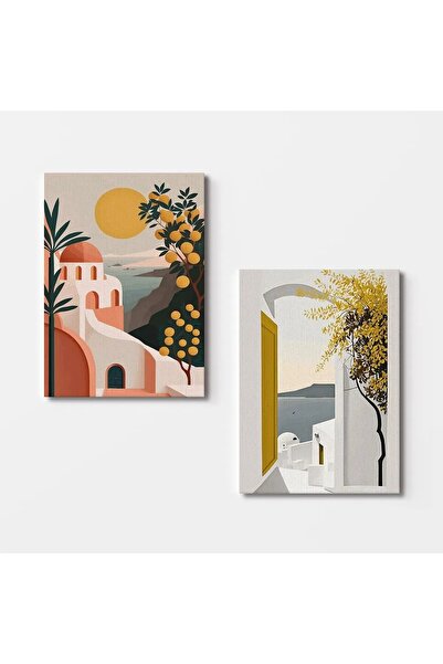 OEM Set de 2 tablouri decorative Re-Bloom, pe pânză/lemn, multicolor, 50 x 70 cm