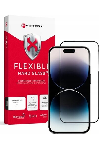 Forcell Sticlă hibridă flexibilă 5D pentru iPhone 14 Pro negru