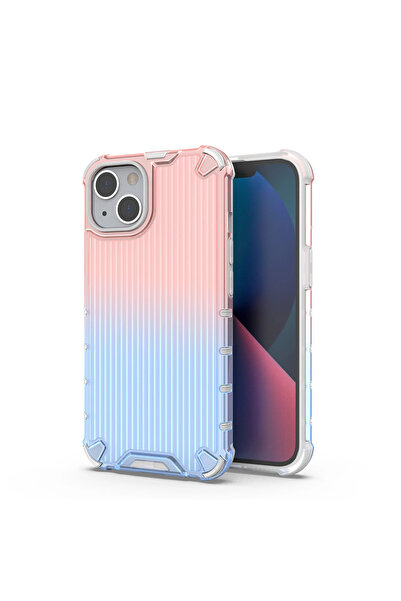 Hurtel Husă de protecție OMBRE pentru iPhone 13, roz și albastru, tip blindată.