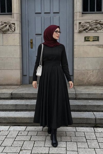 Gülmude Flexible Crepe Fabric Stylish Special Occasion Hijab Dress