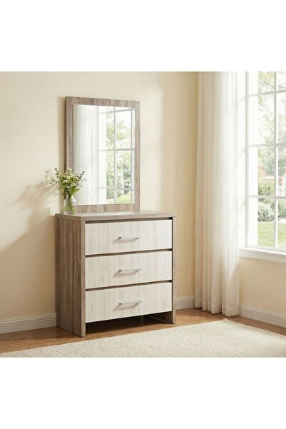 Danube Home Calino 3Drawer Dresser W/Mirror | Durable Vanity Table |L60xW1.5x...