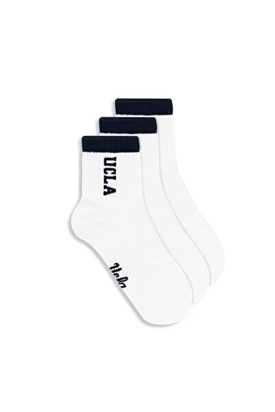 UCLA Julio 3-Pack White Long Jacquard Cotton Standard Fit Unisex Socks