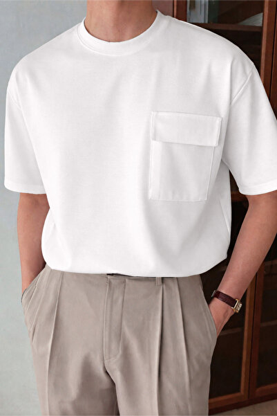 Tarz Cool Ανδρικό μπλουζάκι με τσέπες – Oversize, μοντέρνα γραμμή, καθημερινό...