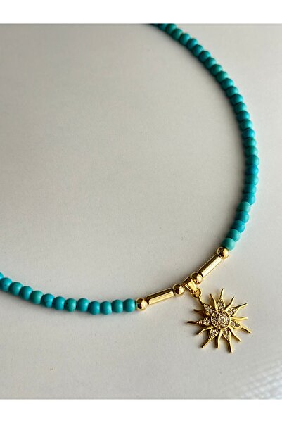 mibrillo Turquoise Bead Necklace Summer Necklace Trend Necklace