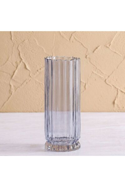 Generic Mirabella Glass Vase 10X10X25.5 cm -Grey