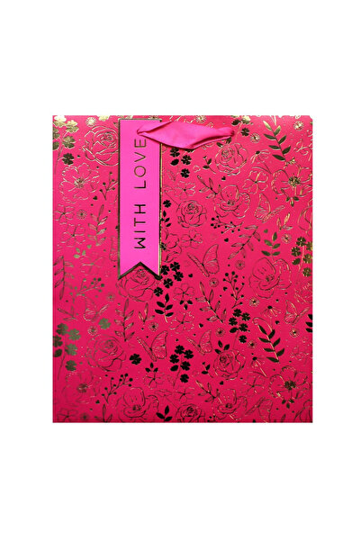 Eurowrap Τσάντα Clairefontaine L Gold με ροζ floral σχέδιο