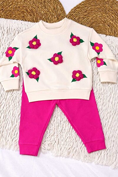 minimundo baby طقم بناتي مزين بالزهور