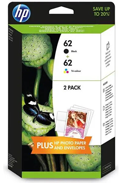 HP 62 Pachet dublu - 2 cartușe - negru, tricolor pe bază de colorant - origin...