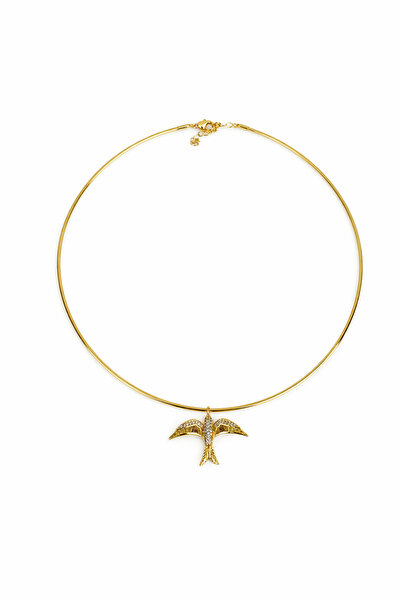Sacha Accessories Kuş Figürlü Taş Detaylı Choker Kolye