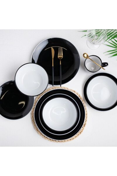 Danube Home Eminence 16-Piece Dual-Color Stoneware Dinner Set -Serves 4