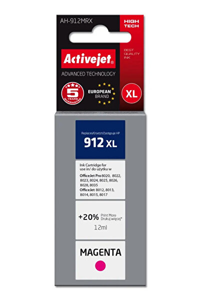 Other Activejet Ink Cartridge Activejet AH-912MRX (replacement for HP 912XL 3...
