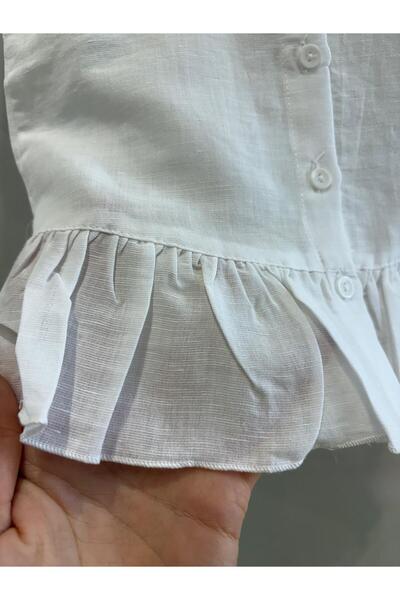 Miniminnakkidswear Girl's White Ruffled Button-Down Shirt 6-36 Months