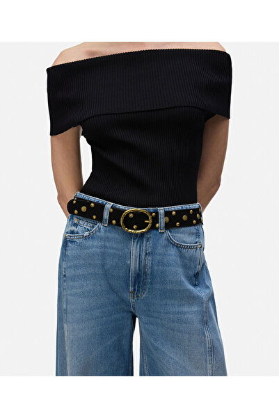 İpekyol Metal aksesuarlı süet kemer