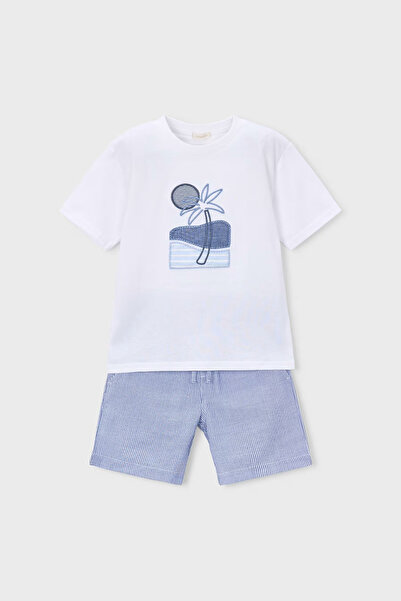 MAYORAL Boys' Embroidered T-Shirt and Shorts Set - White/Blue