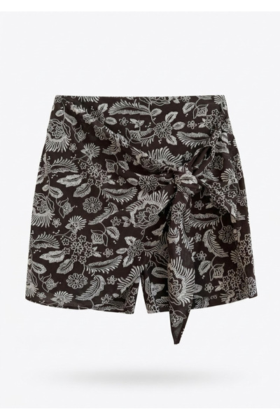 Quzu Σορτς φούστα με λεπτομέρεια Puff Print σε καφέ χρώμα