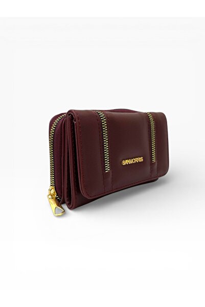 Sanmorris Γυναικείο κομψό πορτοφόλι από συνθετικό δέρμα με χρυσό φερμουάρ και...