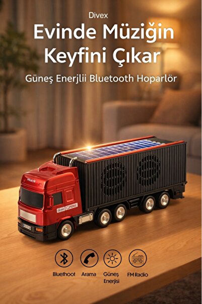 Divex Tır Tasarımlı Premium Araba Bluetooth Hoparlör Güneş Enerjili - Kablosu...