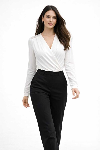 EGZOTİK ASORTİK Δαντελένια μπλούζα με διπλό στήθος και μακριά μανίκια