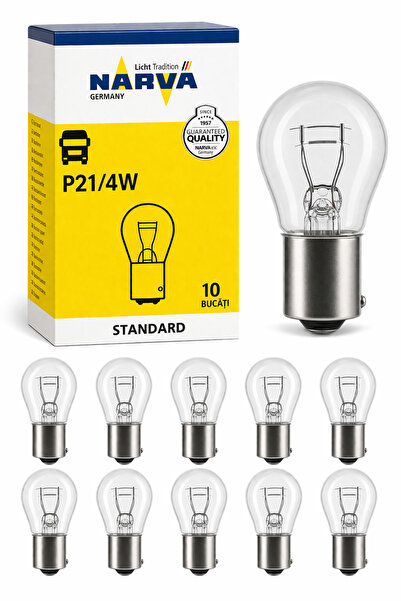 Narva Λάμπα Αυτοκινήτου P21/4W 12V, Σετ 10 Τεμαχίων, BAY15d, Λάμπα Στοπ/Θέσης...
