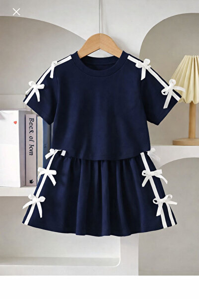 Machetta Νέο Σετ Κοριτσίστικο Φιόγκο με μπλουζάκι και φούστα