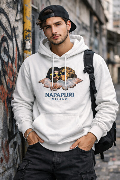 OEM Napapijri Αυθεντικό Φούτερ με κουκούλα - Λευκό, S