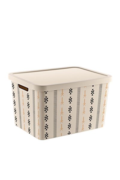 Smartware صندوق متعدد الأغراض منقوش ستافي مع غطاء 18 لتر