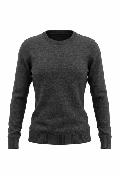 Sementa Γυναικείο πουλόβερ με μακριά μανίκια και λαιμόκοψη σε σχήμα Ο - Ανθρακί