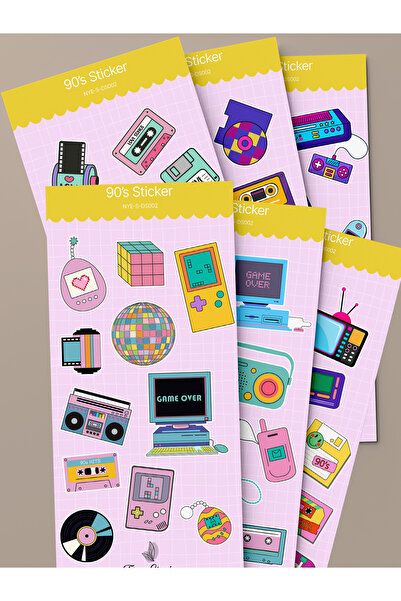 tinystoriestr Σετ αυτοκόλλητων με θέμα τη δεκαετία του '90 - 6 Φύλλα / Ατζέντ...