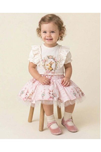 Cumino Baby Girl Ruffle Sleeve 2-Piece Set 9-24 Months Ecru