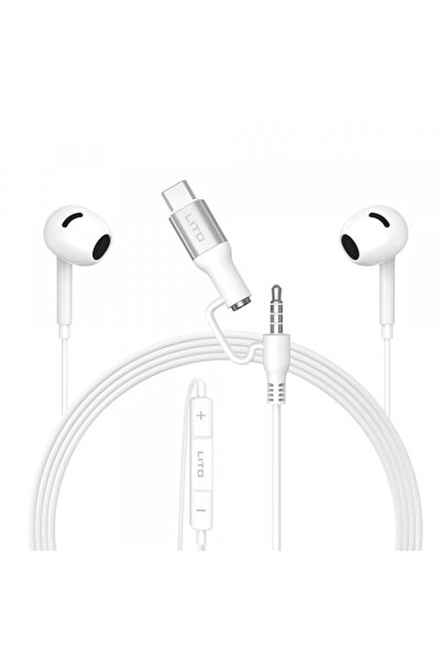 OEM Ενσύρματα ακουστικά ψείρες, Lito, USB-C, Μικρόφωνο, Στερεοφωνικά, Λευκά