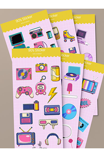 tinystoriestr Σετ αυτοκόλλητων με θέμα τη δεκαετία του '90 - 6 Φύλλα / Ατζέντ...
