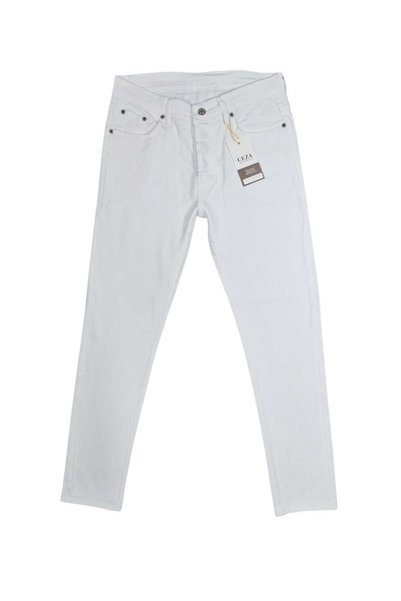 Ceza Denim Men's Slim Fit Lycra White Denim Trousers Jean