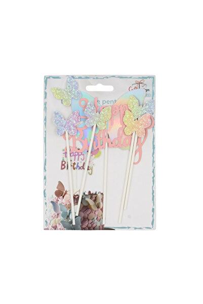 Gift Design Ροζ διακοσμητικό τούρτας για γενέθλια με μήνυμα  "Χρόνια Πολλά "