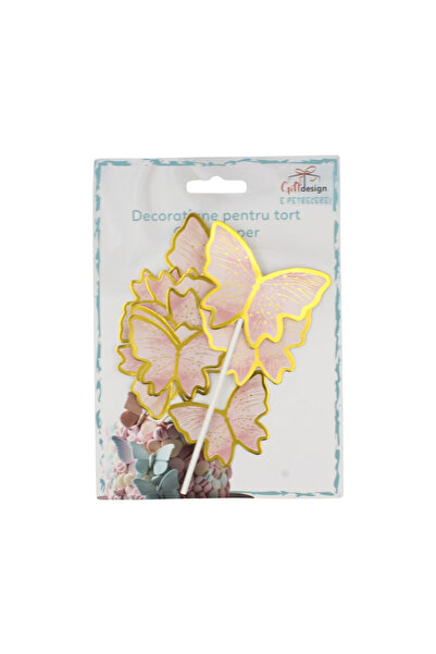 Gift Design Topper pentru tort Model Fluturi Roz