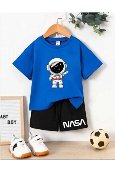 Nice Clothes Summer Children's T-Shirt Shorts Unisex (Astronaut Footprint Nas...