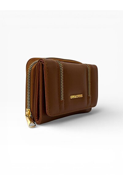 Sanmorris Women's Faux Leather Gold Zipper Detailed Stylish Wallet
