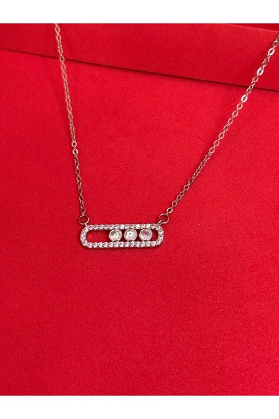 Melisa Takı & Aksesuar 316L Steel Silver Color Zircon Stone Necklace