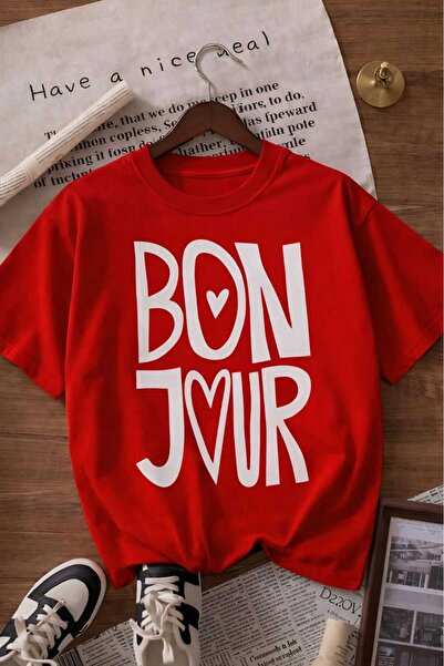 E-ROMA Bonjour Printed Unisex Children's T-Shirt 6Gh6