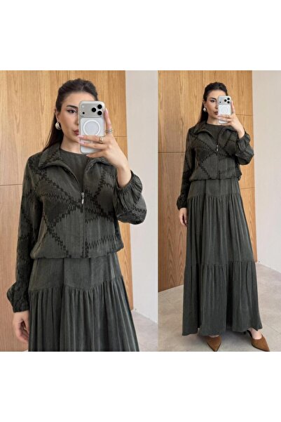 GK Σετ Φόρεμα με Μπουφάν από Μετάξι Κούπρα