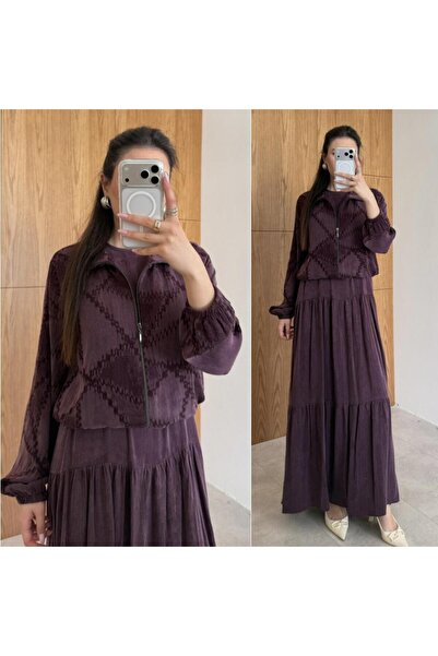 GK Σετ Φόρεμα με Μπουφάν από Μετάξι Κούπρα