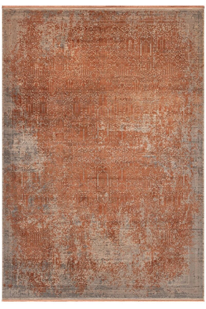 LAMAZİF El Dokuması %100 İpek Halı – Terracotta & Kiremit Tonlarında Eskitme ...