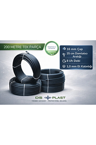 16 mm 25 cm Delikli Damla Sulama Borusu 200 Metre – 8 L/h – 1,0 mm